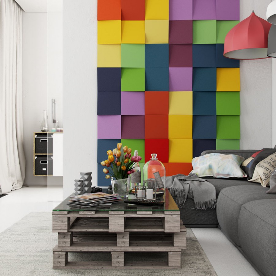 Panouri acustice Fluffo Soft Cubic